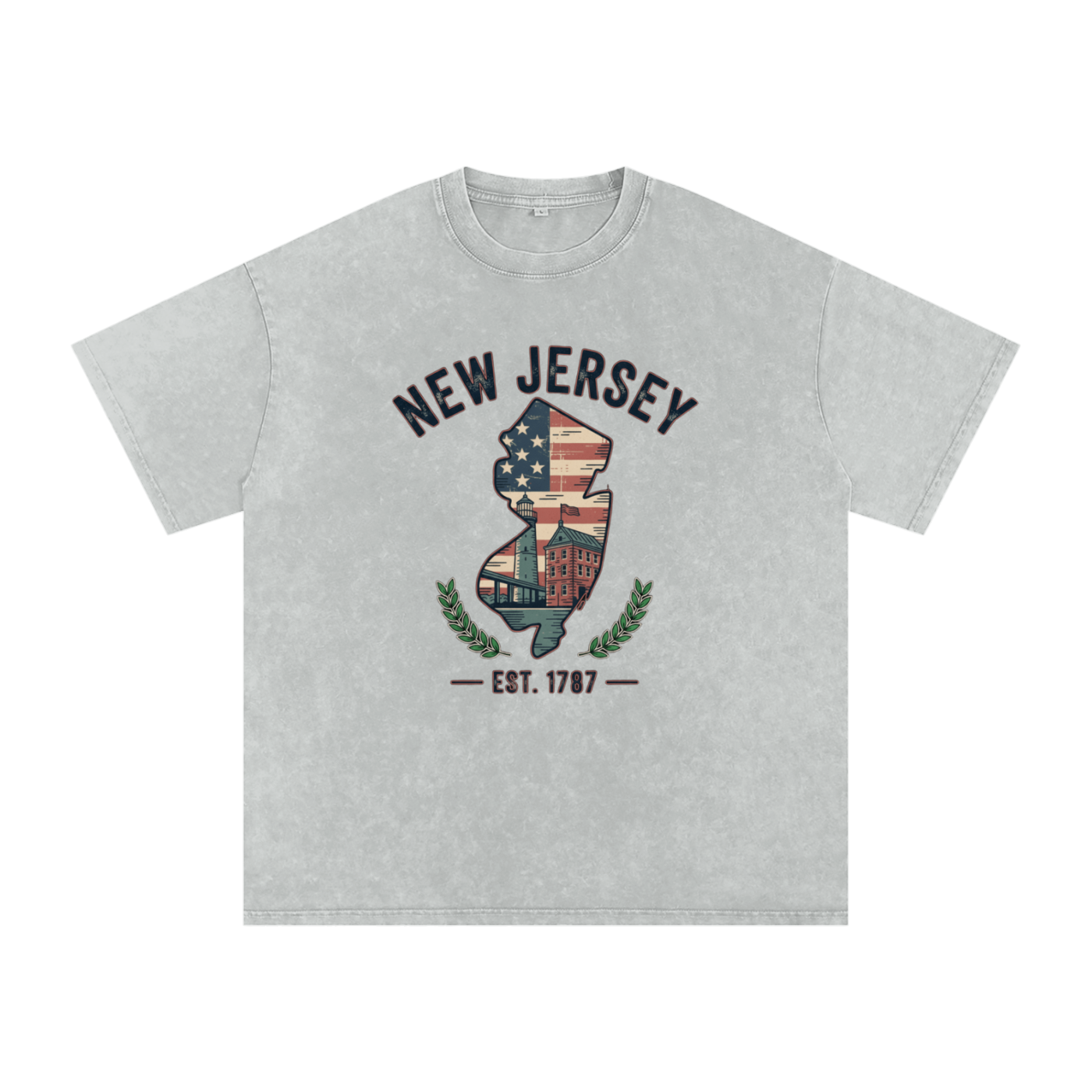 New Jersey State Tee – Oversized Snow Washed Cotton