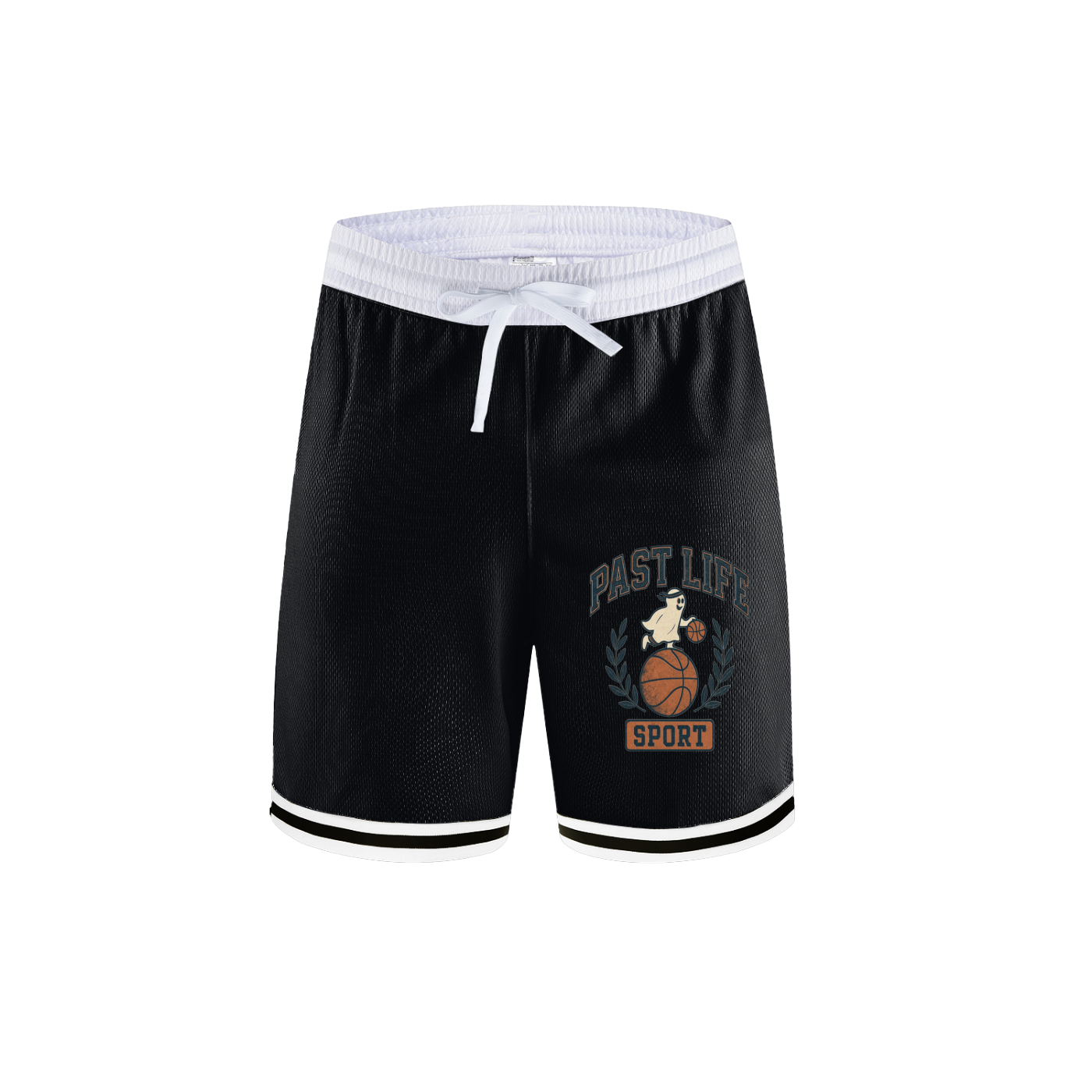 Past Life Sport “Last Run on the Blacktop” Stripe Trim Basketball Shorts