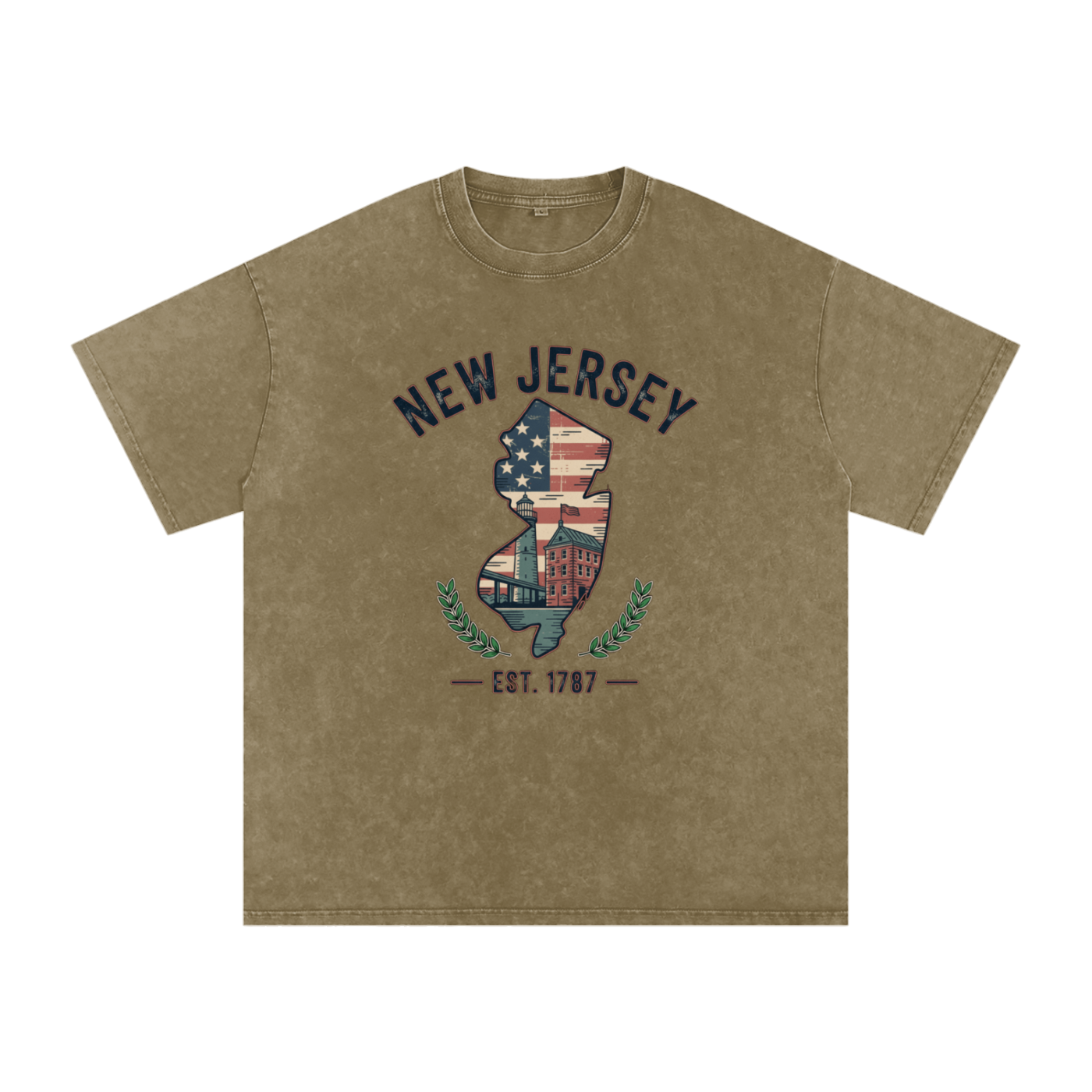 New Jersey State Tee – Oversized Snow Washed Cotton