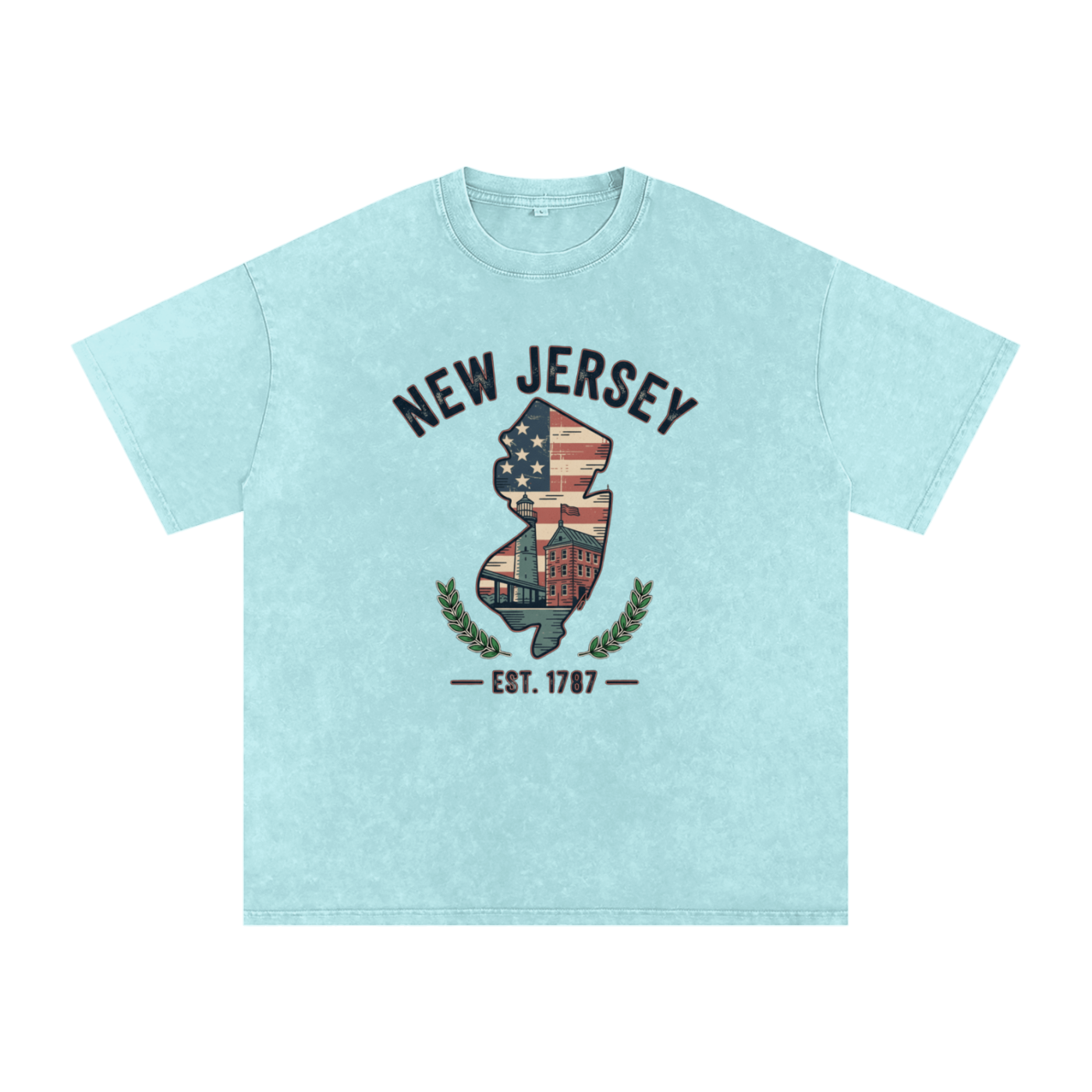 New Jersey State Tee – Oversized Snow Washed Cotton