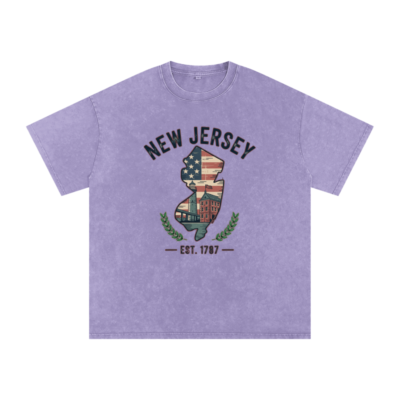 New Jersey State Tee – Oversized Snow Washed Cotton