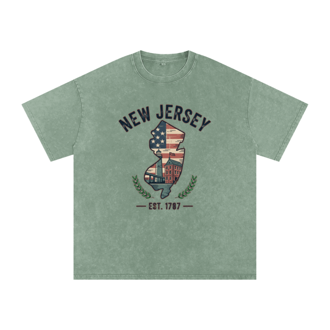 New Jersey State Tee – Oversized Snow Washed Cotton