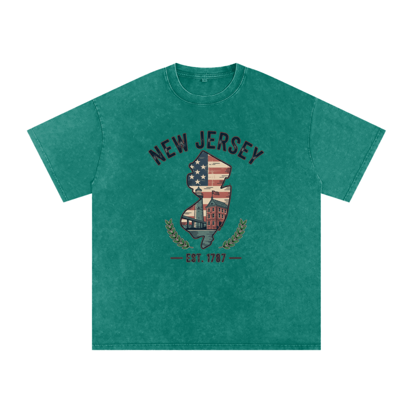 New Jersey State Tee – Oversized Snow Washed Cotton