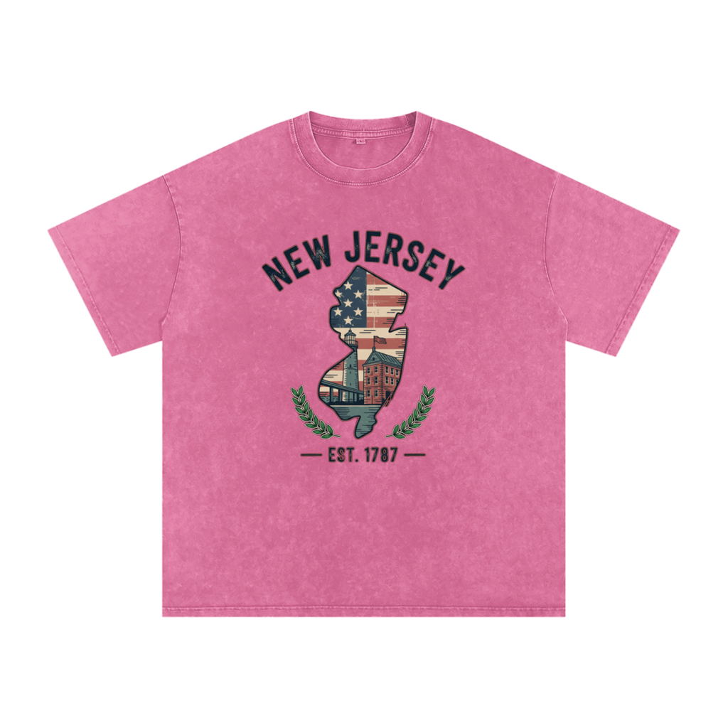 New Jersey State Tee – Oversized Snow Washed Cotton