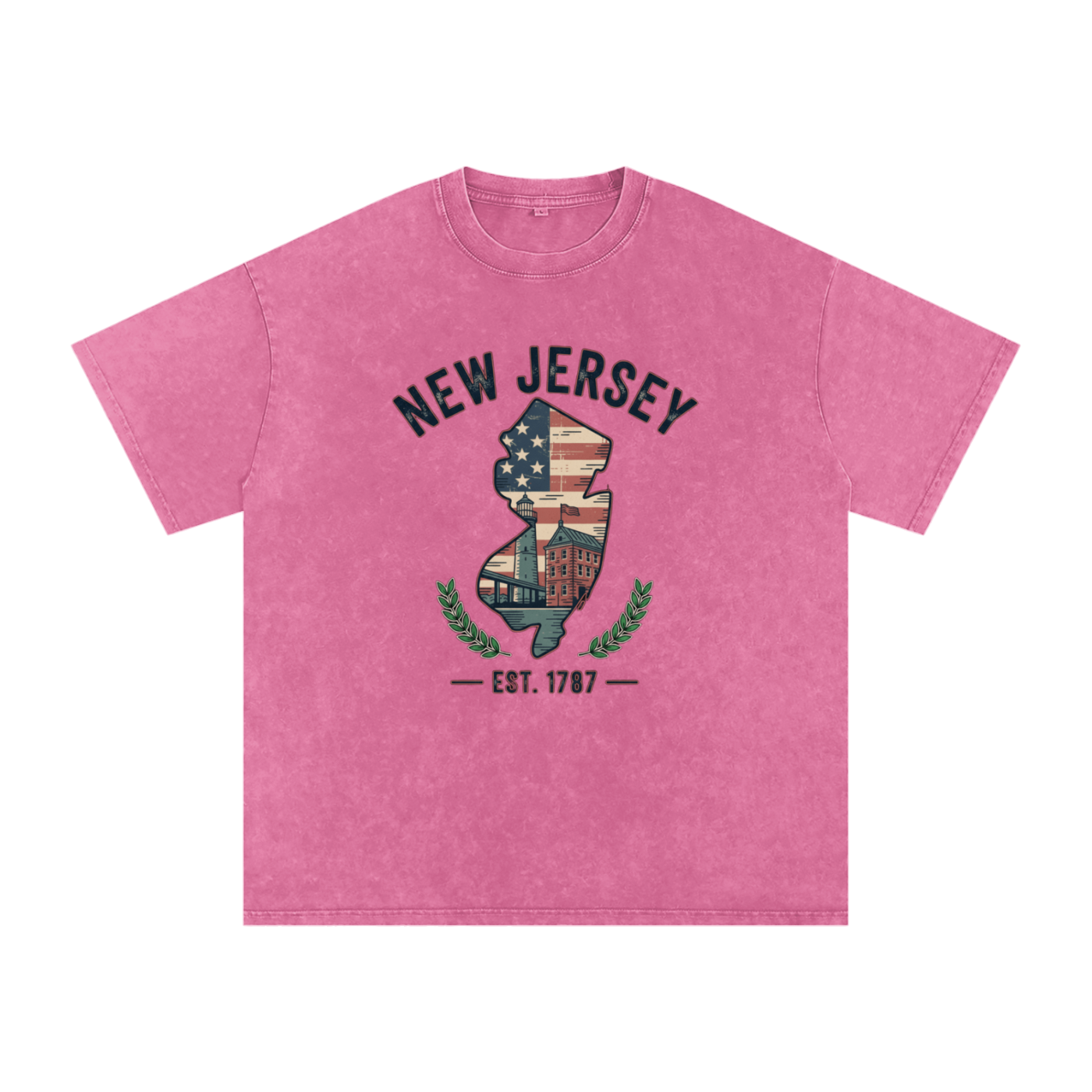 New Jersey State Tee – Oversized Snow Washed Cotton