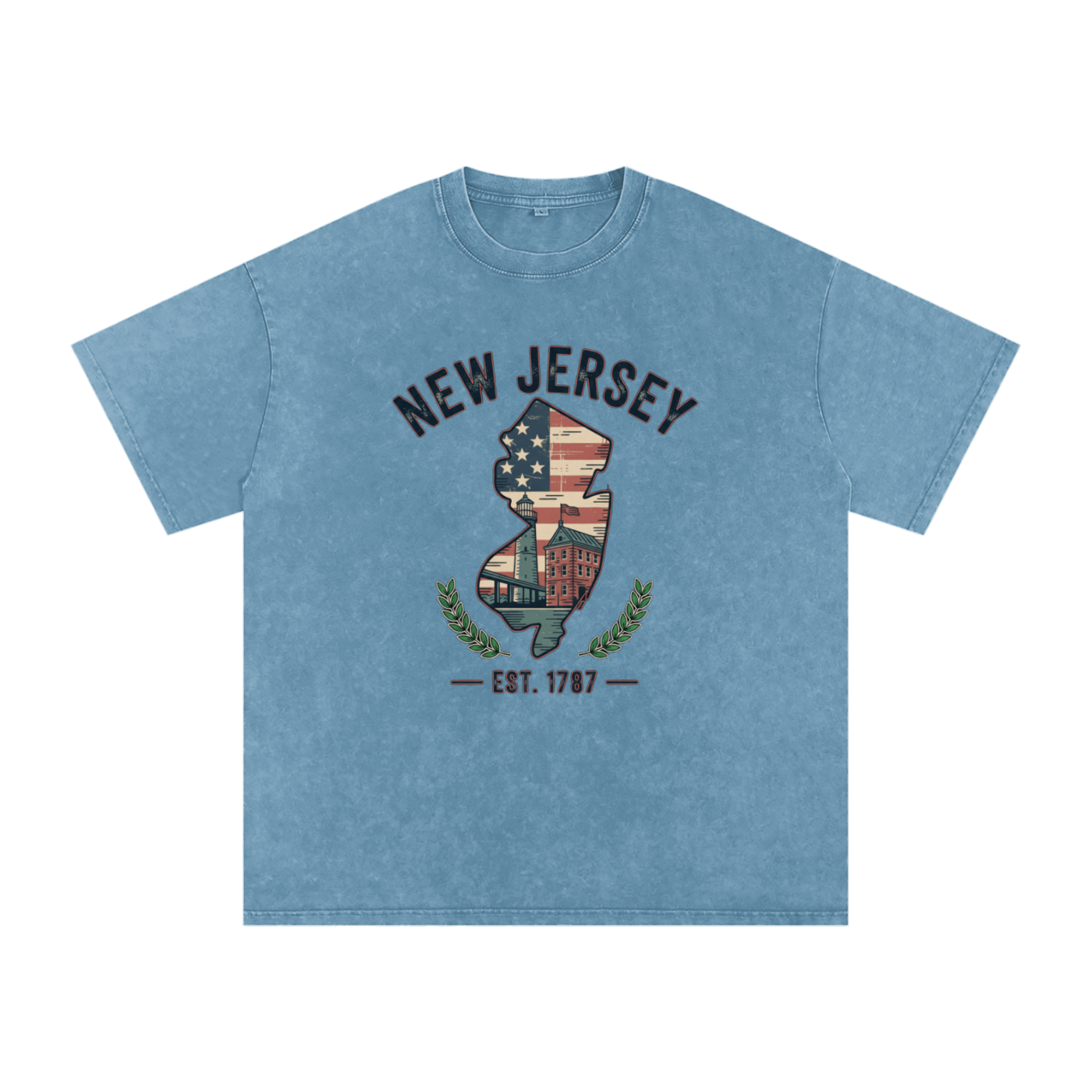 New Jersey State Tee – Oversized Snow Washed Cotton