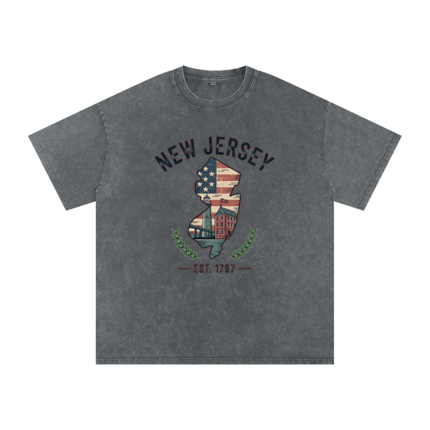 New Jersey State Tee – Oversized Snow Washed Cotton