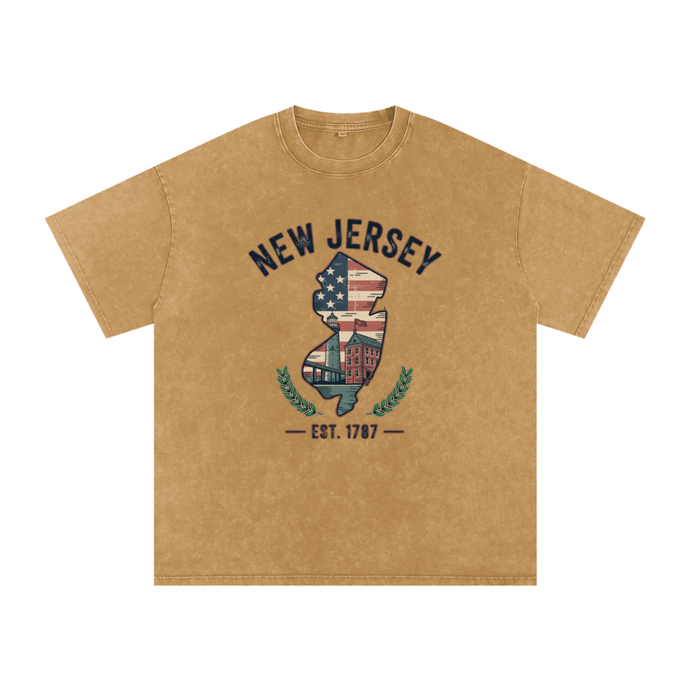 New Jersey State Tee – Oversized Snow Washed Cotton