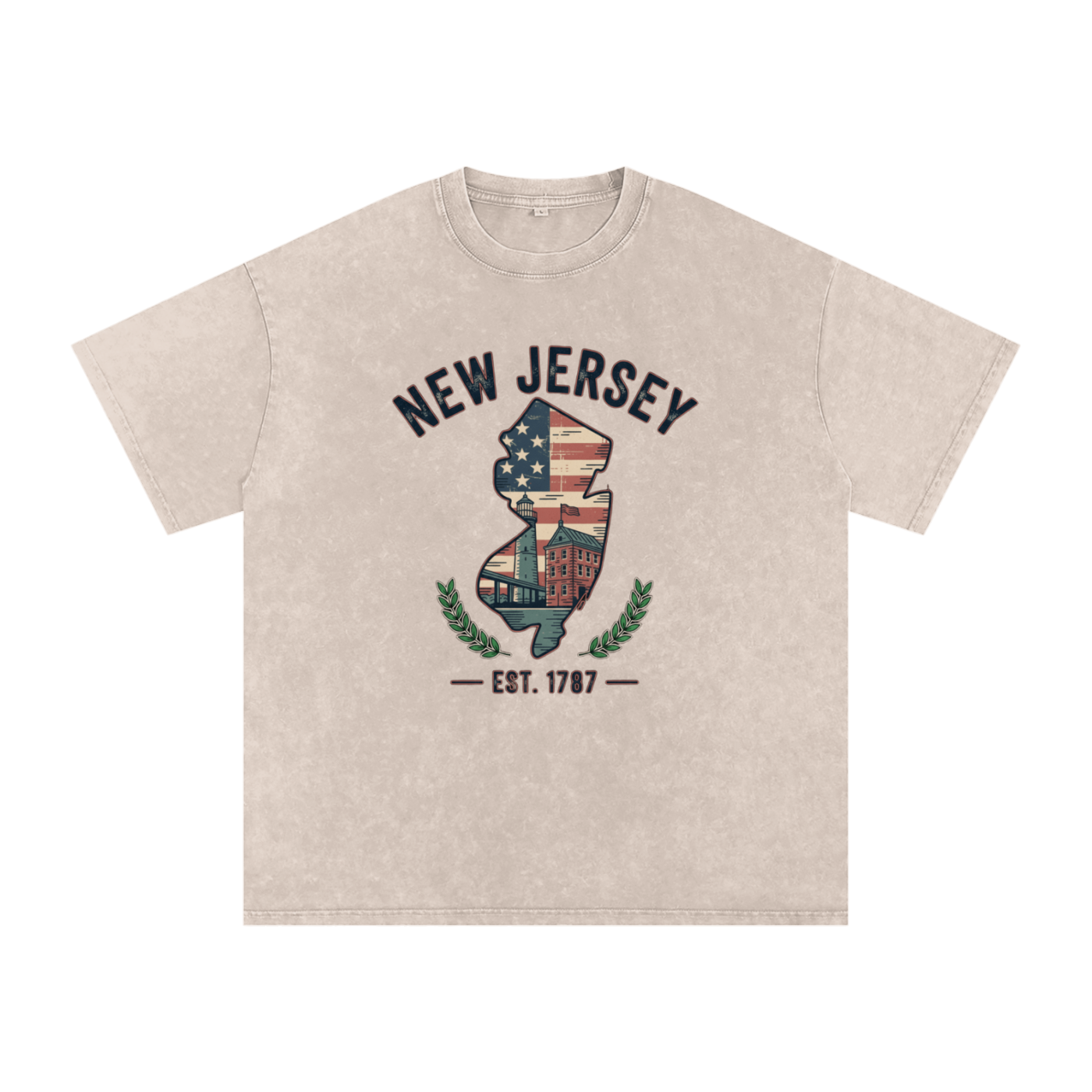 New Jersey State Tee – Oversized Snow Washed Cotton