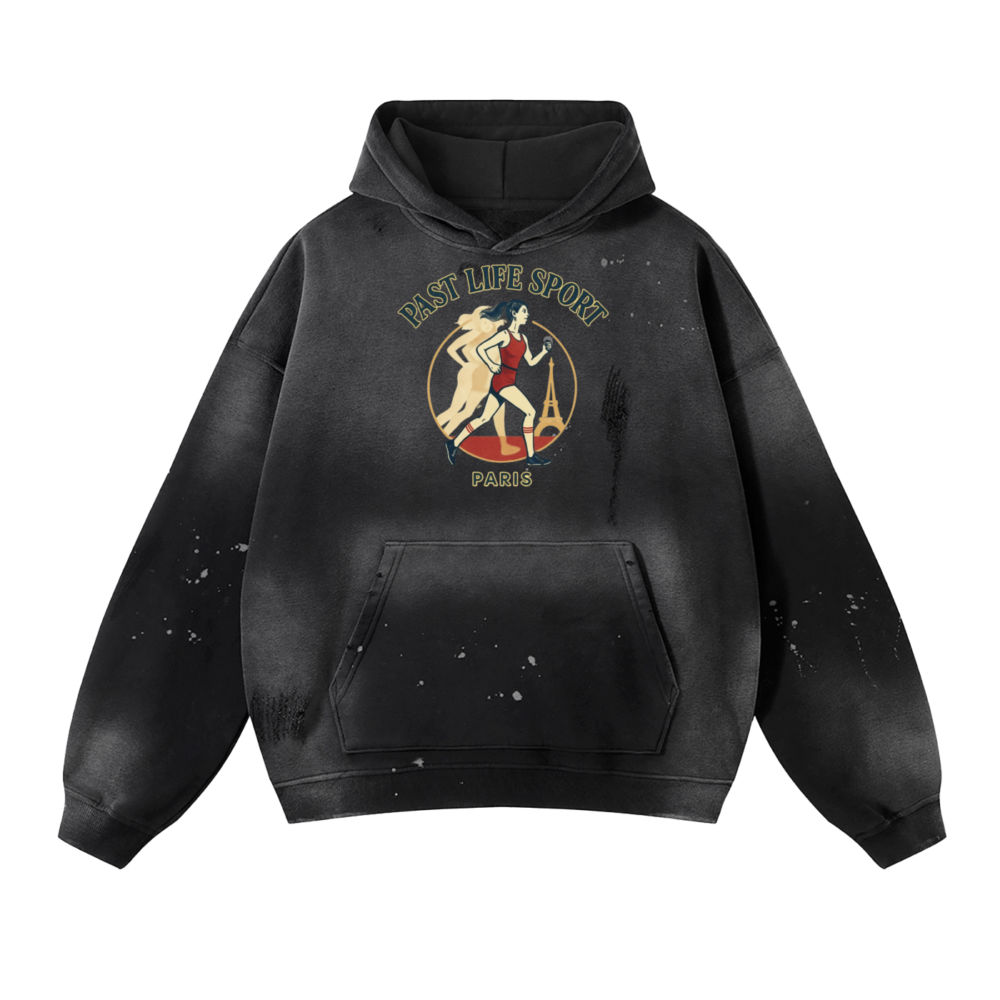 Paris Runner Frayed Fleece Hoodie –Vintage Washed Frayed Fleece