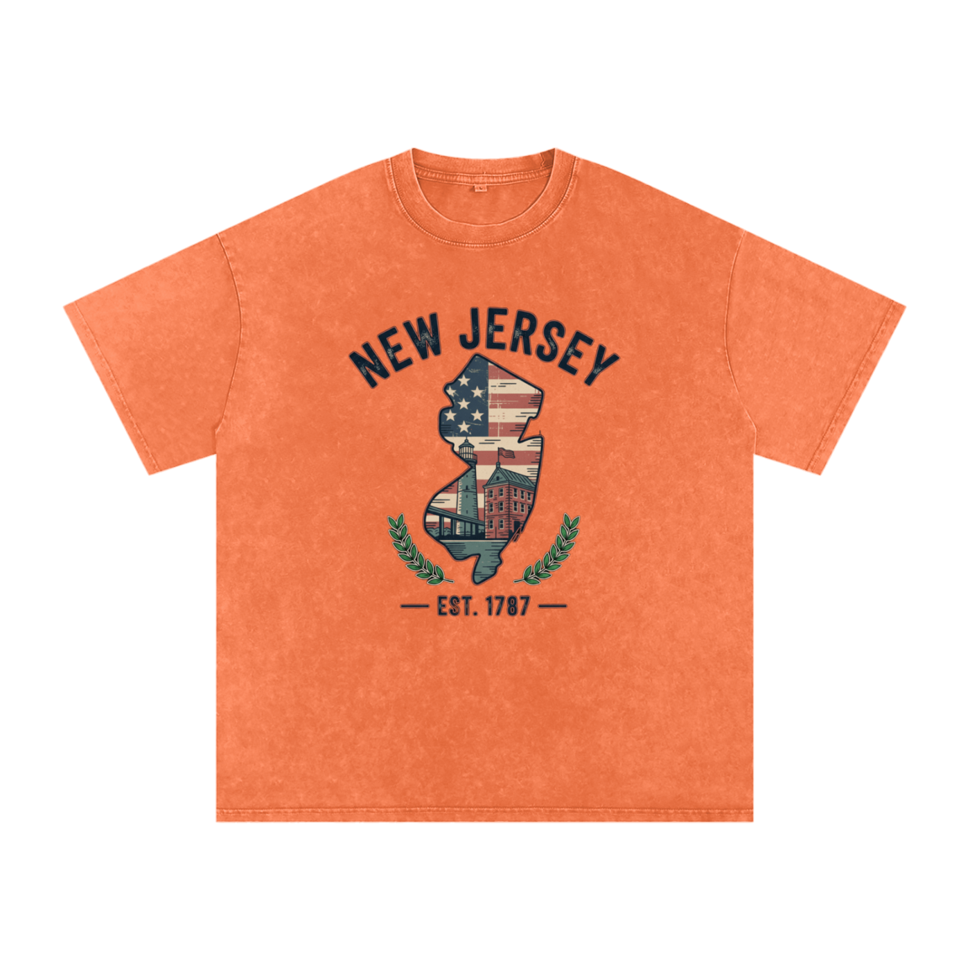 New Jersey State Tee – Oversized Snow Washed Cotton